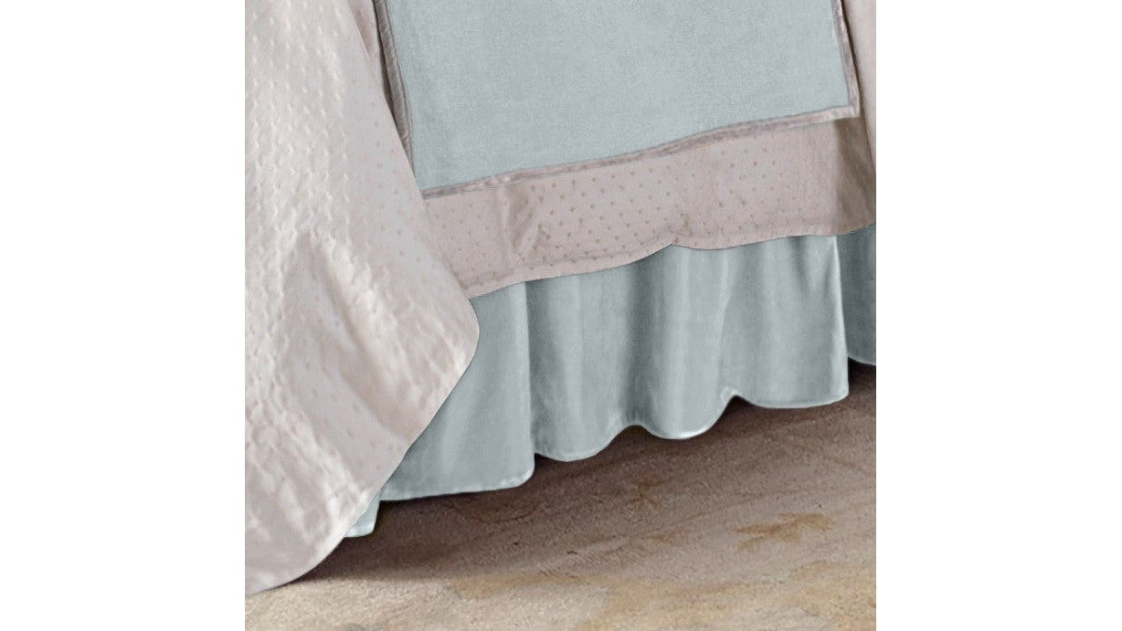 Belle - Full Gatherer Velvet Bed Skirt - Light Blue