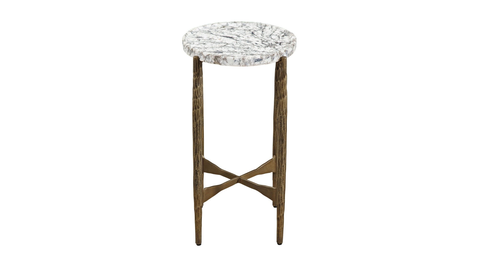 Soren - Accent Table - White / Gray / Brass