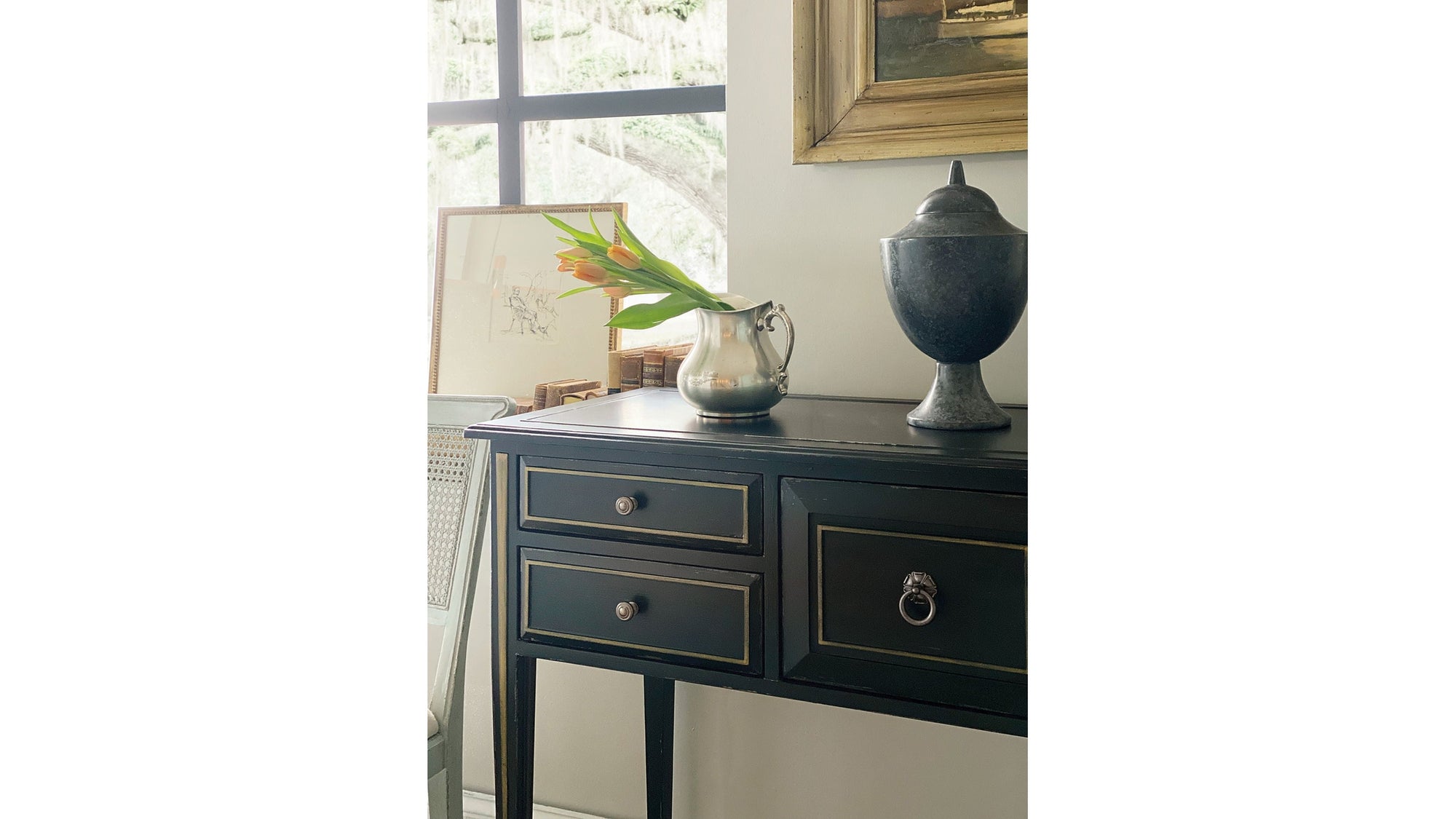 Charleston - Five-Drawer Console Table - Dark Green