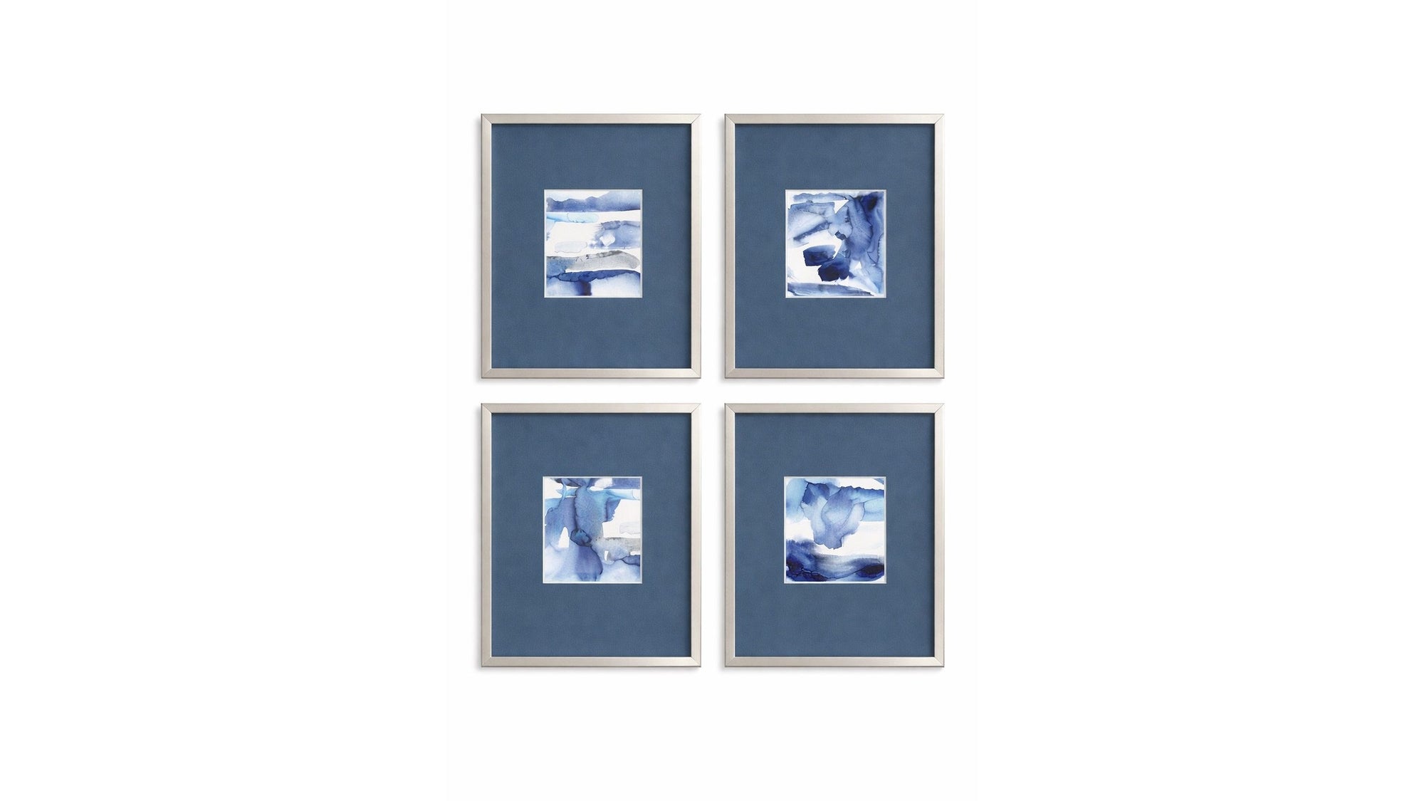 Bleu Beat Framed Print Set of 4 - Blue