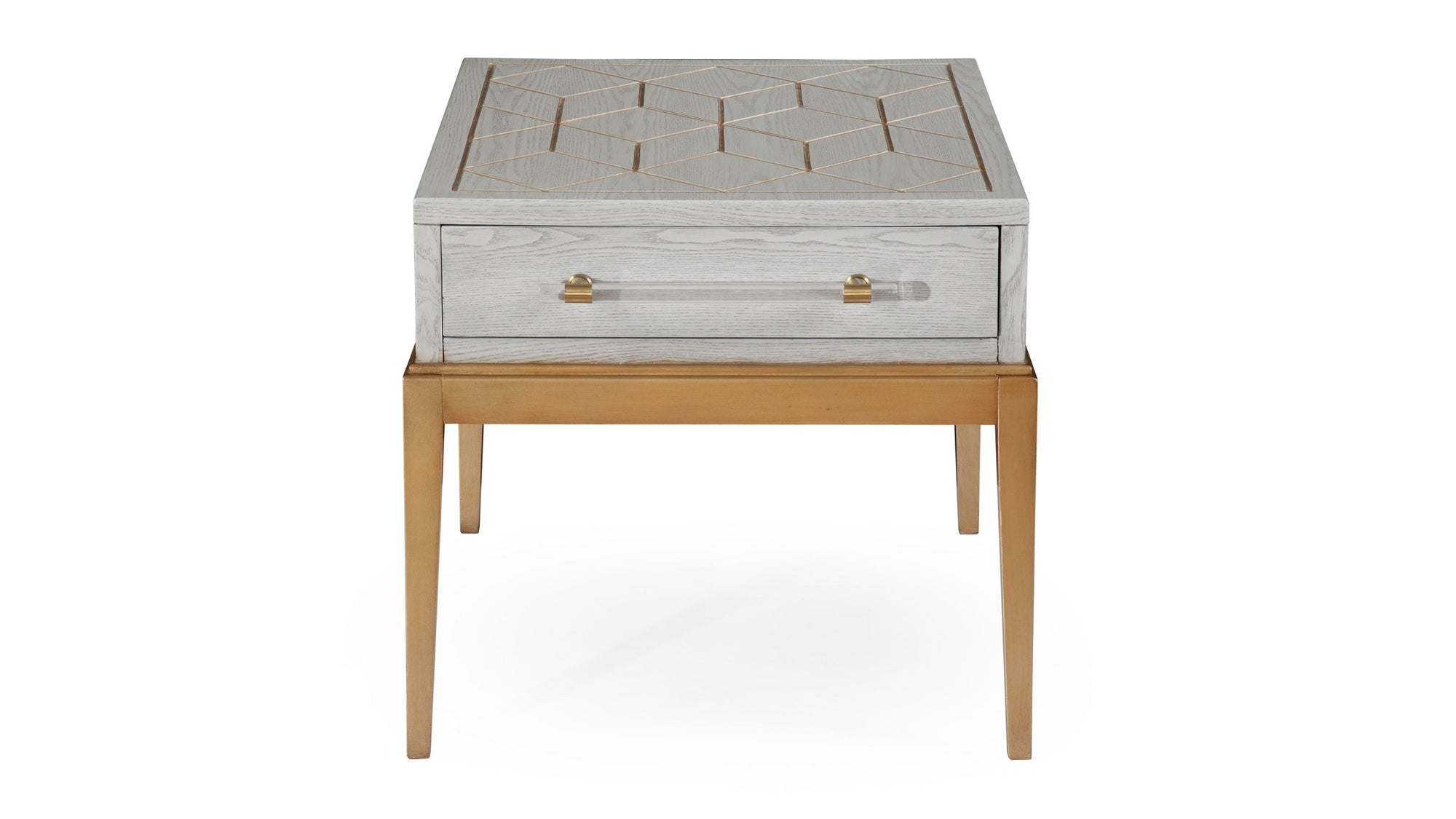 Perrine - Rectangle End Table - Silver / Gold
