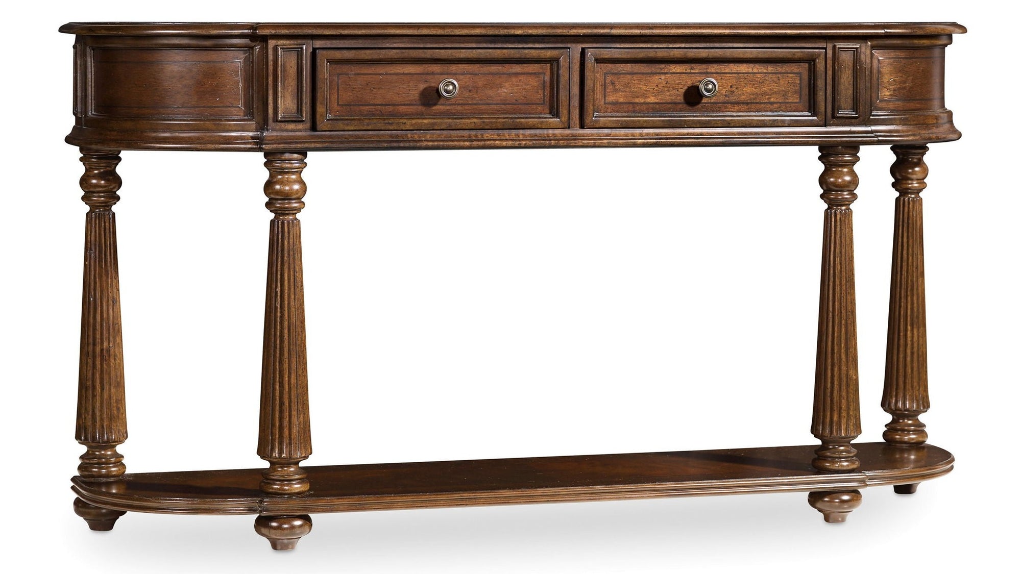 Leesburg - Demilune Hall Console - Dark Brown