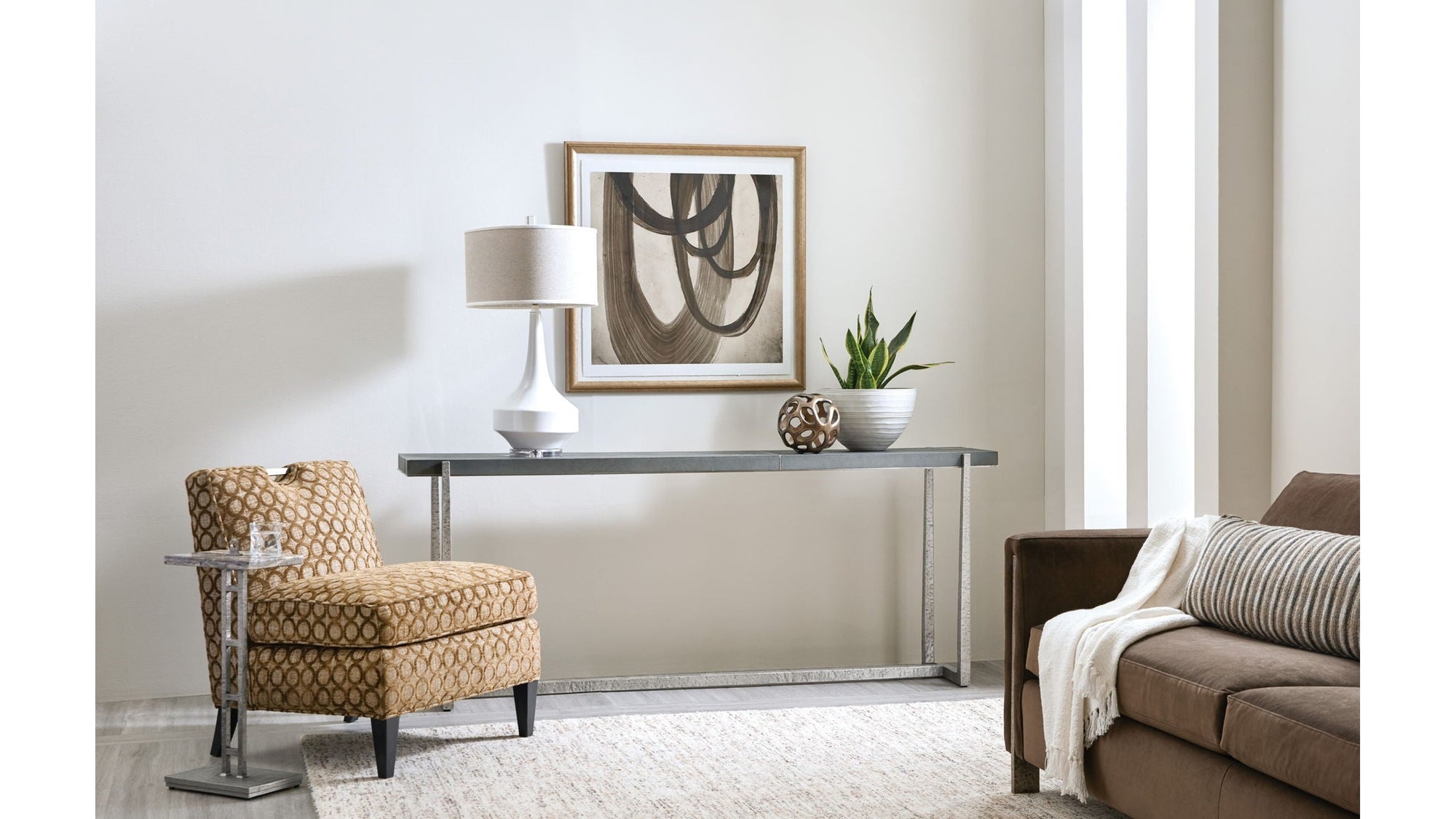Chapman - Mixed Media Console Table - Pearl Silver