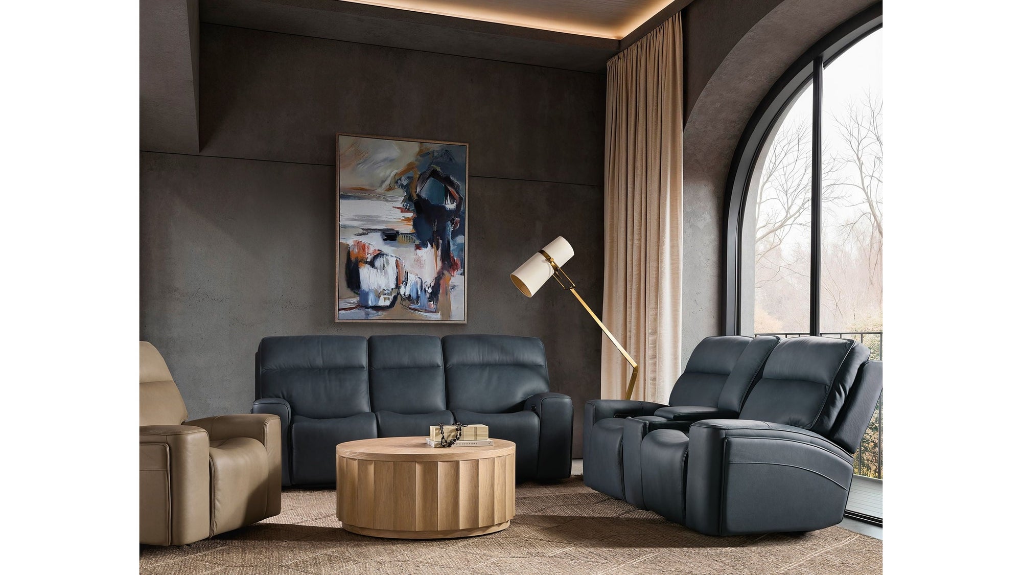 Riverton - Power Gliding Console Loveseat With Power Headrest And Lumbar - Black