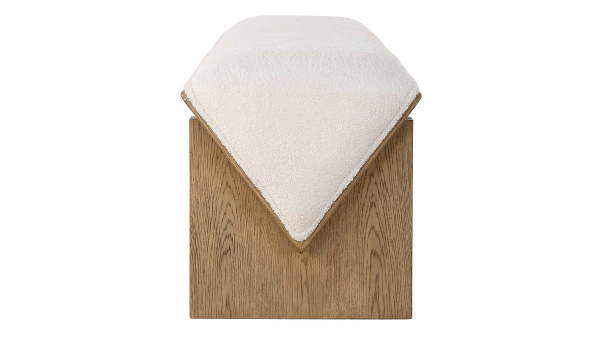 Wedged - Ivory Fabric Bench