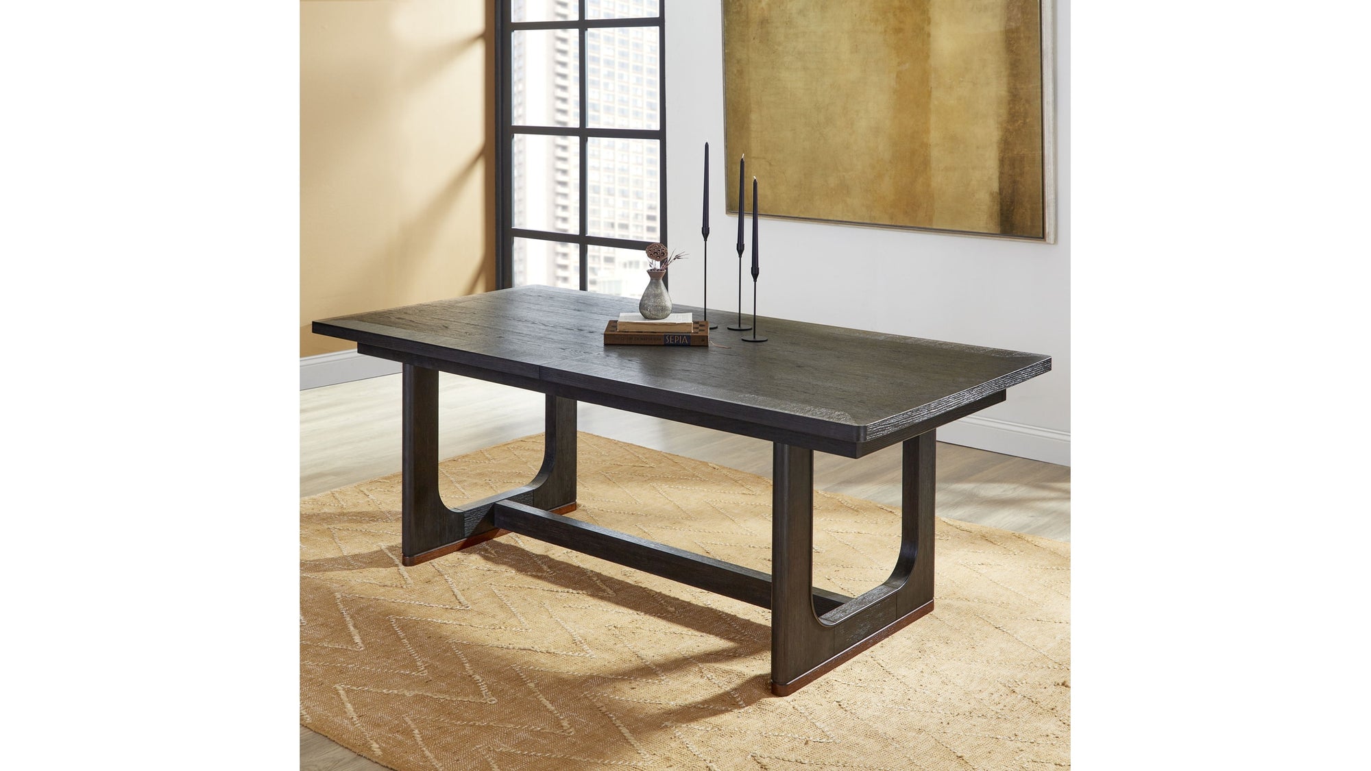 Waterfall - Rectangular Dining Table - Deep Ebony