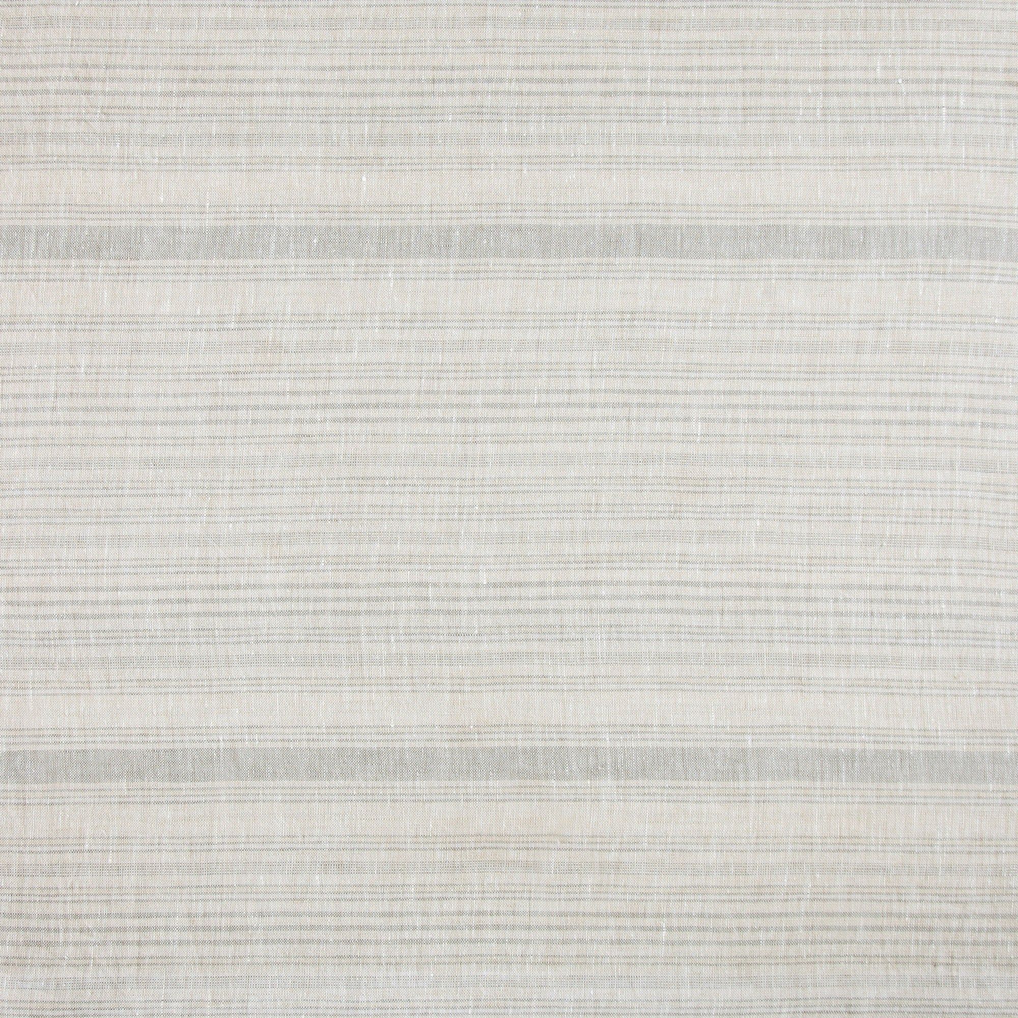 100% French Flax Linen - King Variegated Stripe Duvet Cover Set (Set of 3) - Natural / Light Blue