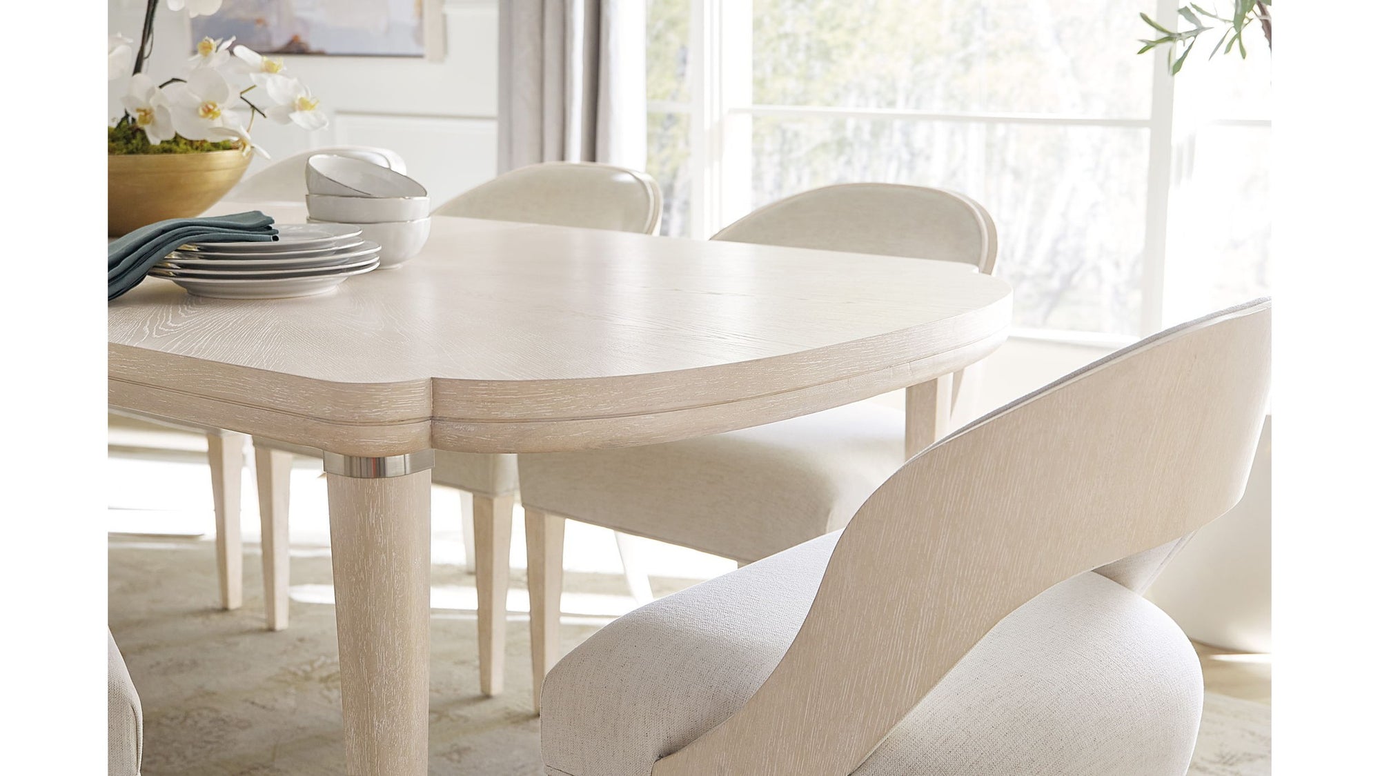 Nouveau Chic - Rectangle Dining Table With 1-22" Leaf - Light Brown