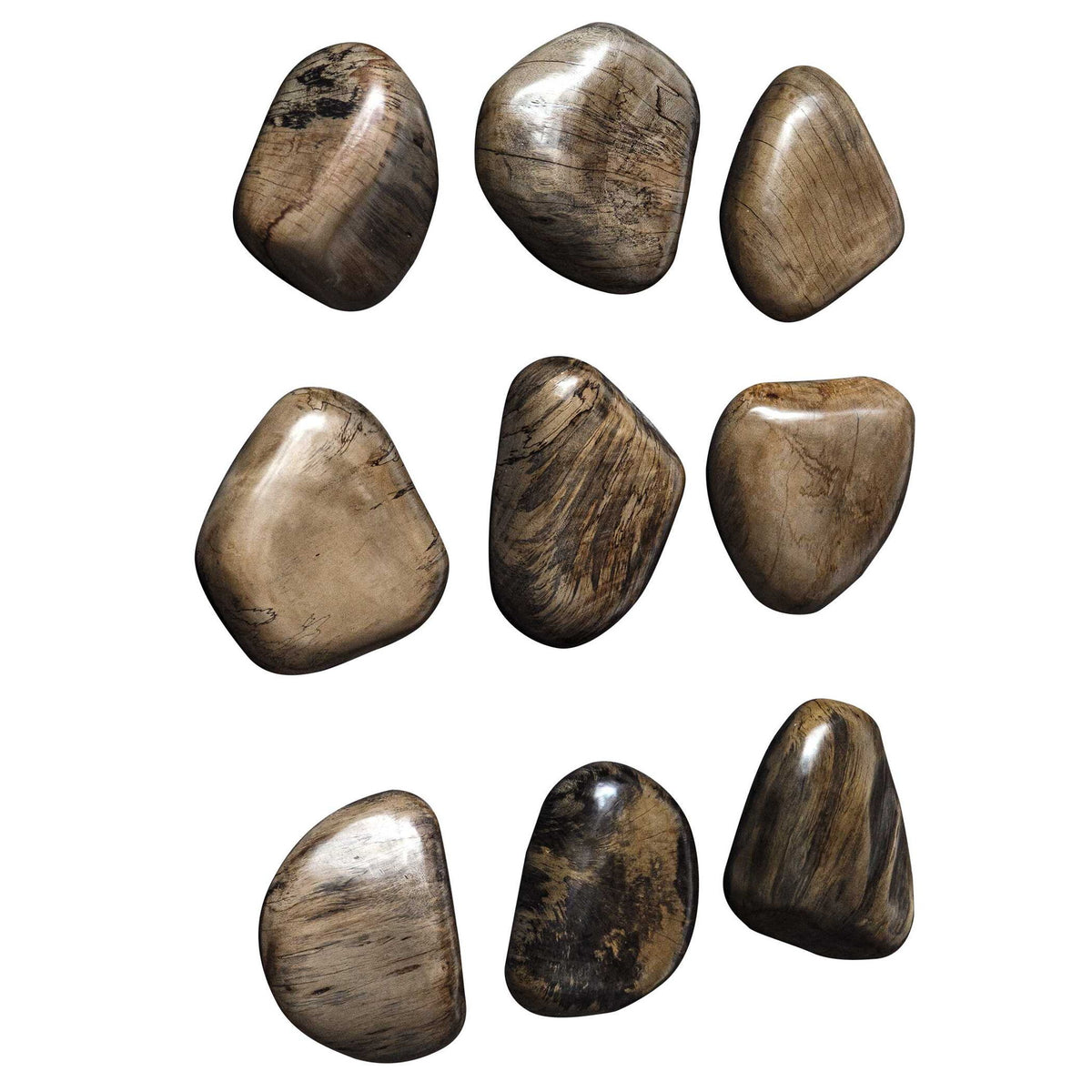 Pebbles - Walnut Wood Wall Décor (Set of 9) - Dark Brown