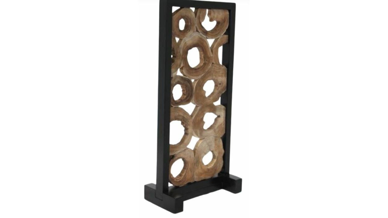 Teak - Screen Divider - Light Brown / Black