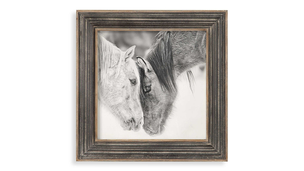 Custom Black And White Horses - Print - Dark Brown