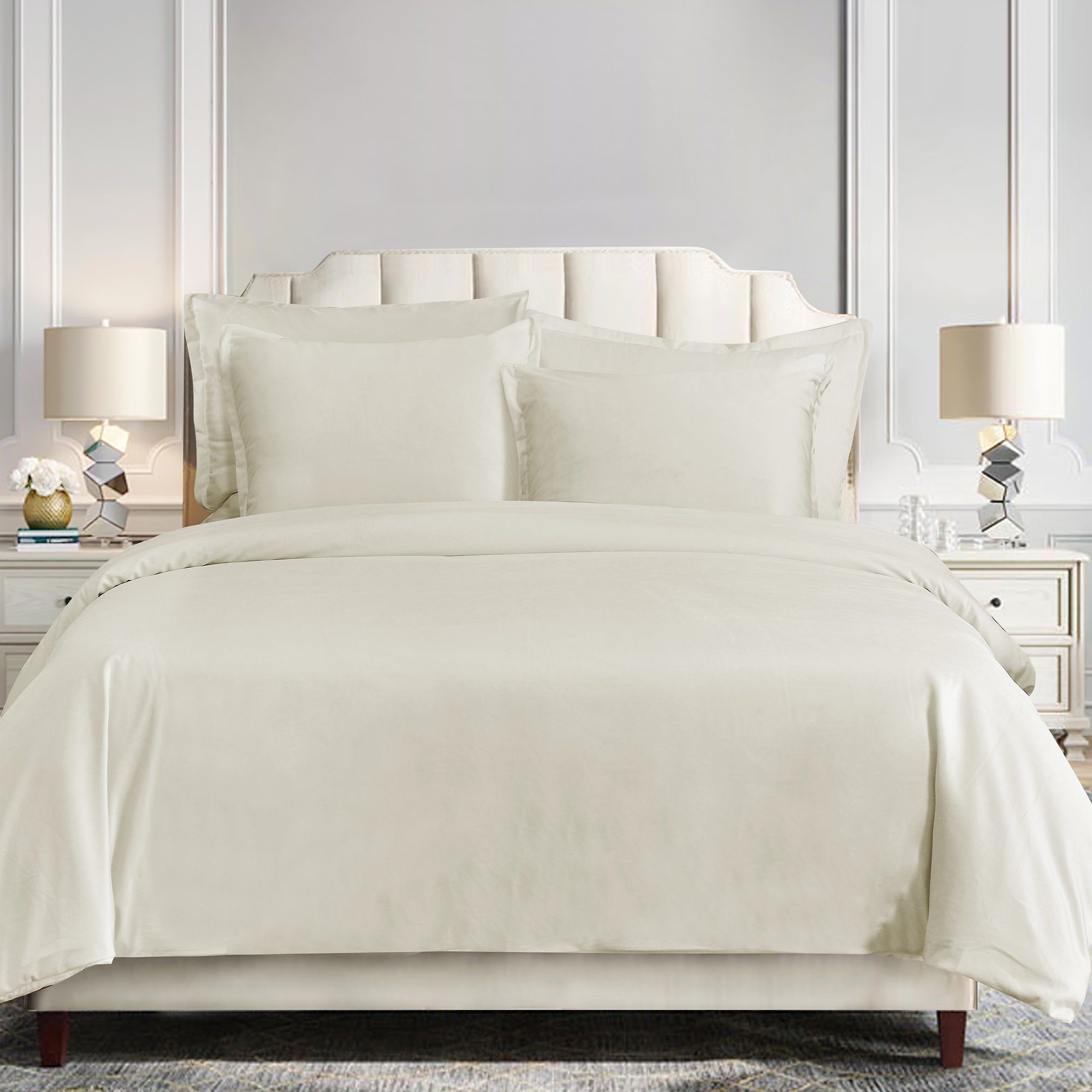 Simone - King Velvet Duvet Cover Set (Set of 3) - Cream