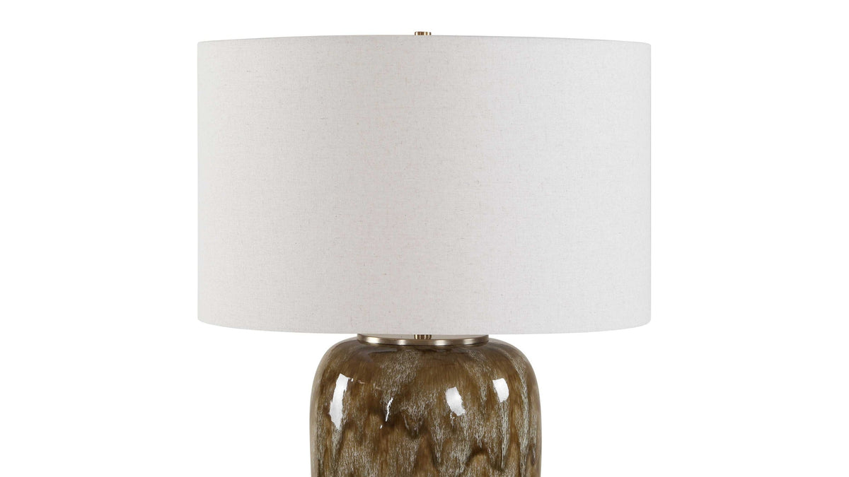 Torrence - Glazed Table Lamp - Brown / White