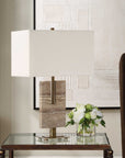 Turning - Point Travertine Table Lamp