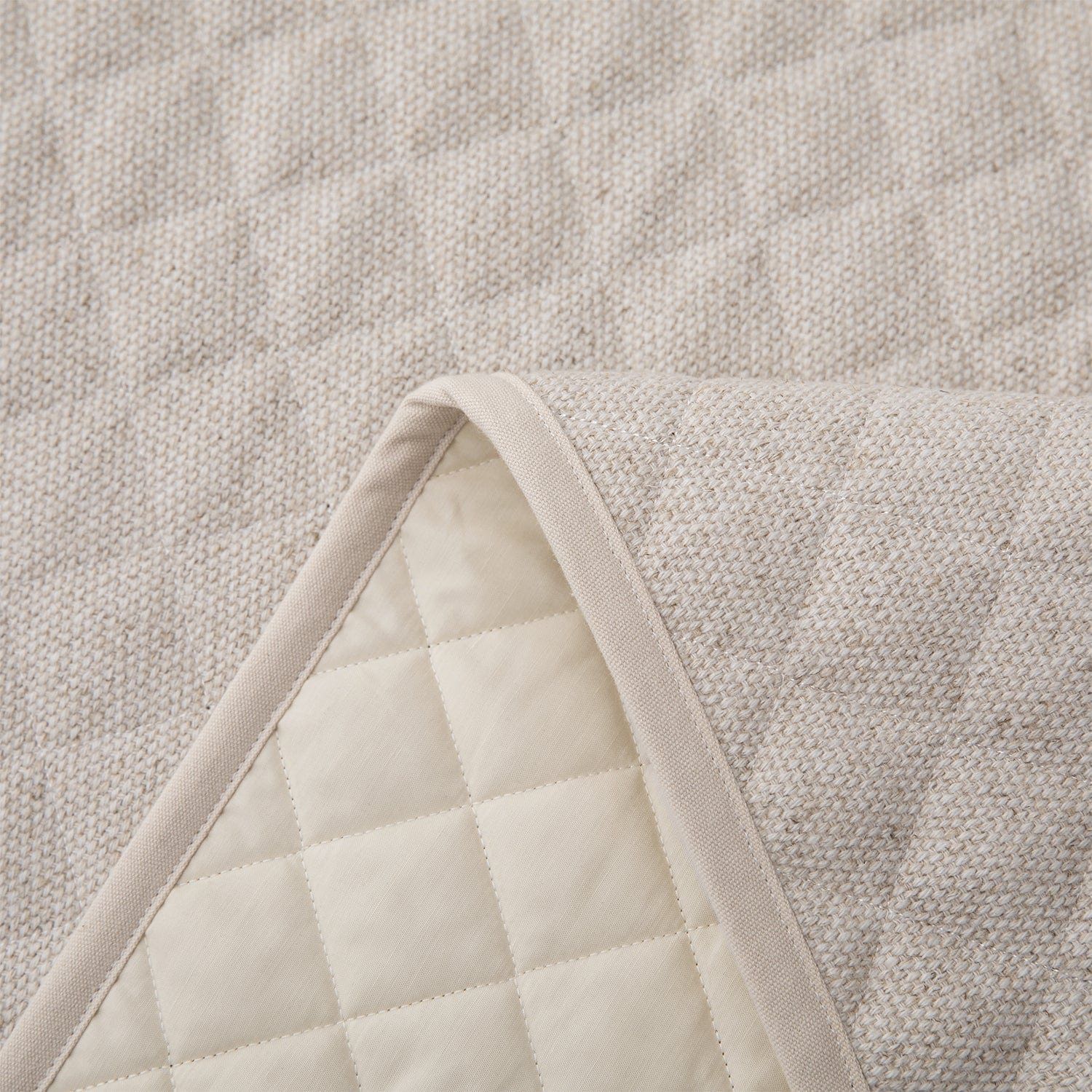 Fairfield - Twin Linen Coverlet Set (Set of 3) - Cream / Tan
