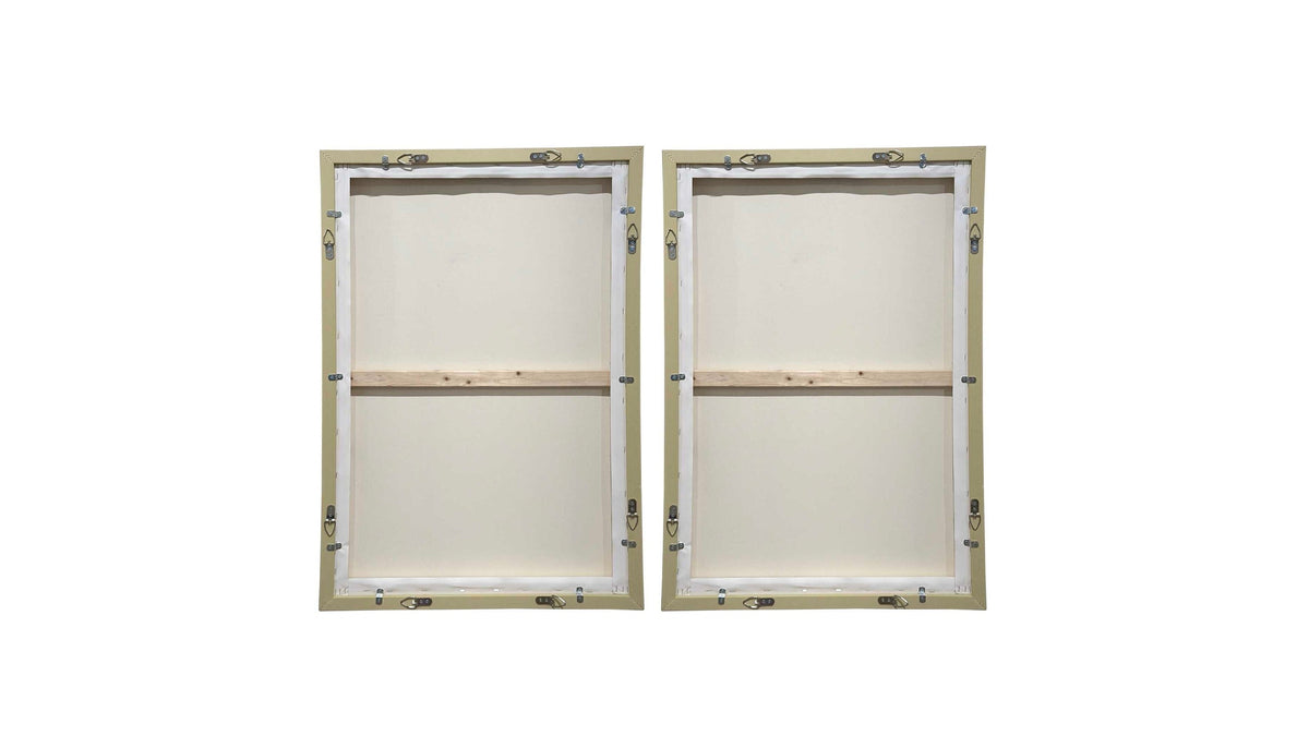 Abstract Afternoon - Framed Canvases (Set of 2) - Blue / Green / Pink / White / Woodtone / Yellow