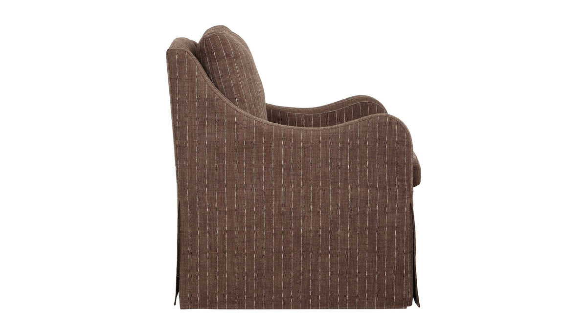 Luisa - Pinstripe Swivel Chair - Brown