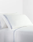 Stripe Sheet - King 350TC Embroidered Stripe Sheet Set (Set of 4) - White / Navy