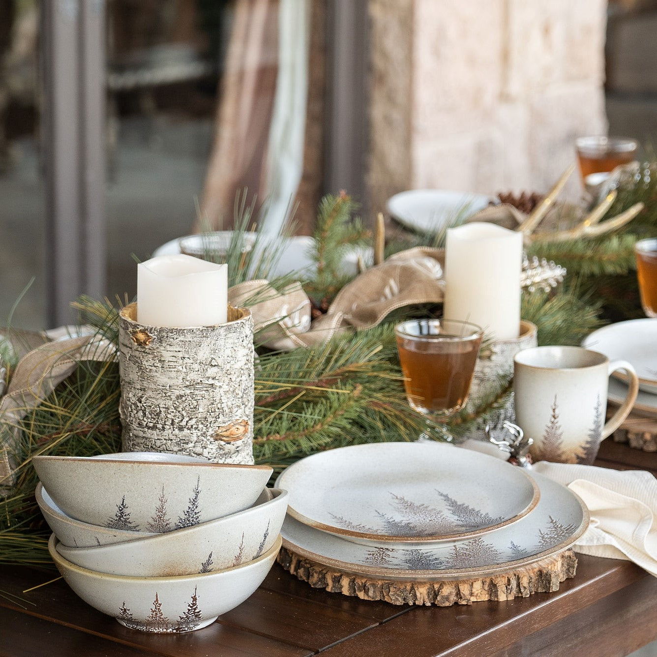 Clearwater Pines - Lodge Dinnerware &amp; Canister Set (Set of 19) - Multi