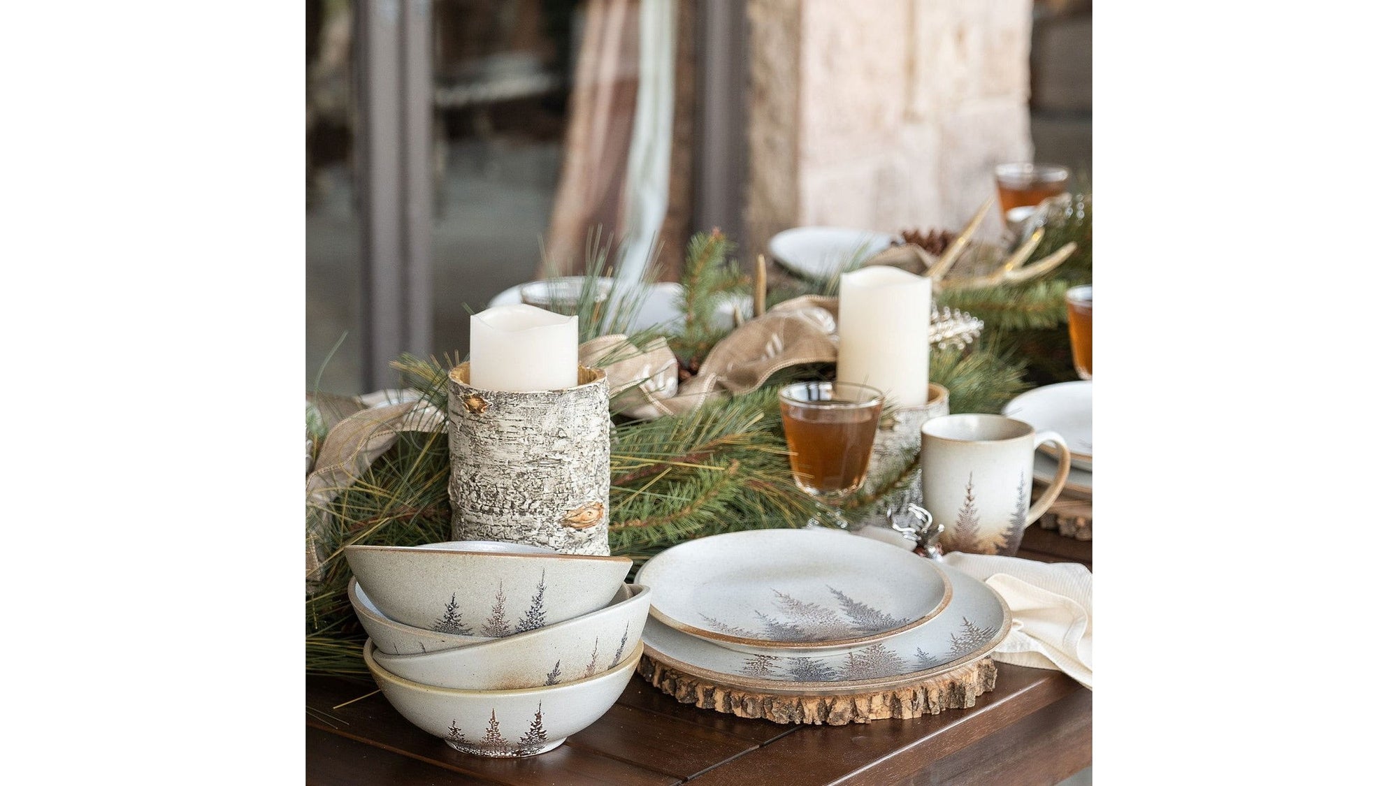 Clearwater Pines - Lodge Dinnerware &amp; Canister Set Set of 19 - Multi
