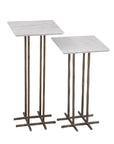 Xavier - Accent Table Set of 2 - Antique Brass / White Marble