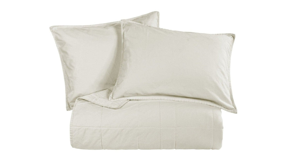 Cotton Canvas - Full/Queen Stonewashed Coverlet Set Set of 3 - Natural