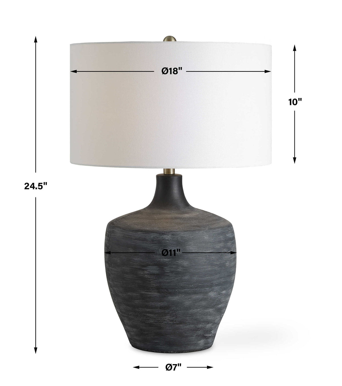 Graphite - Ribbed Table Lamp - Black