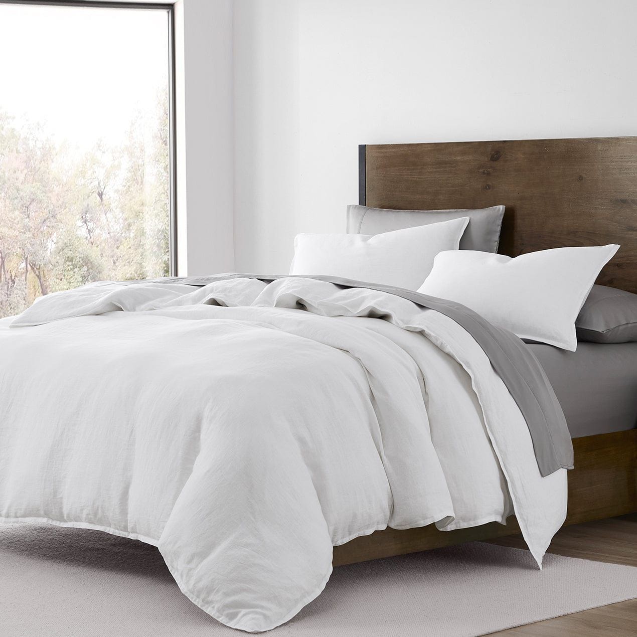 100% French Flax Linen - Queen Duvet Cover Set (Set of 3) - White