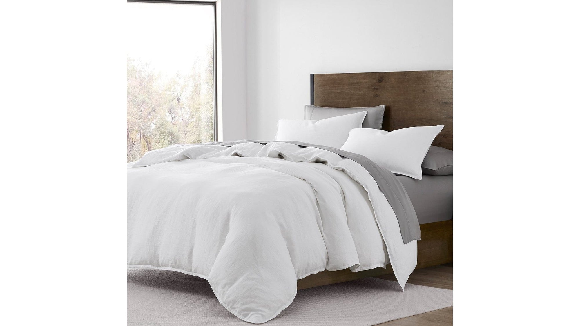 100% French Flax Linen - Queen Duvet Cover Set Set of 3 - White