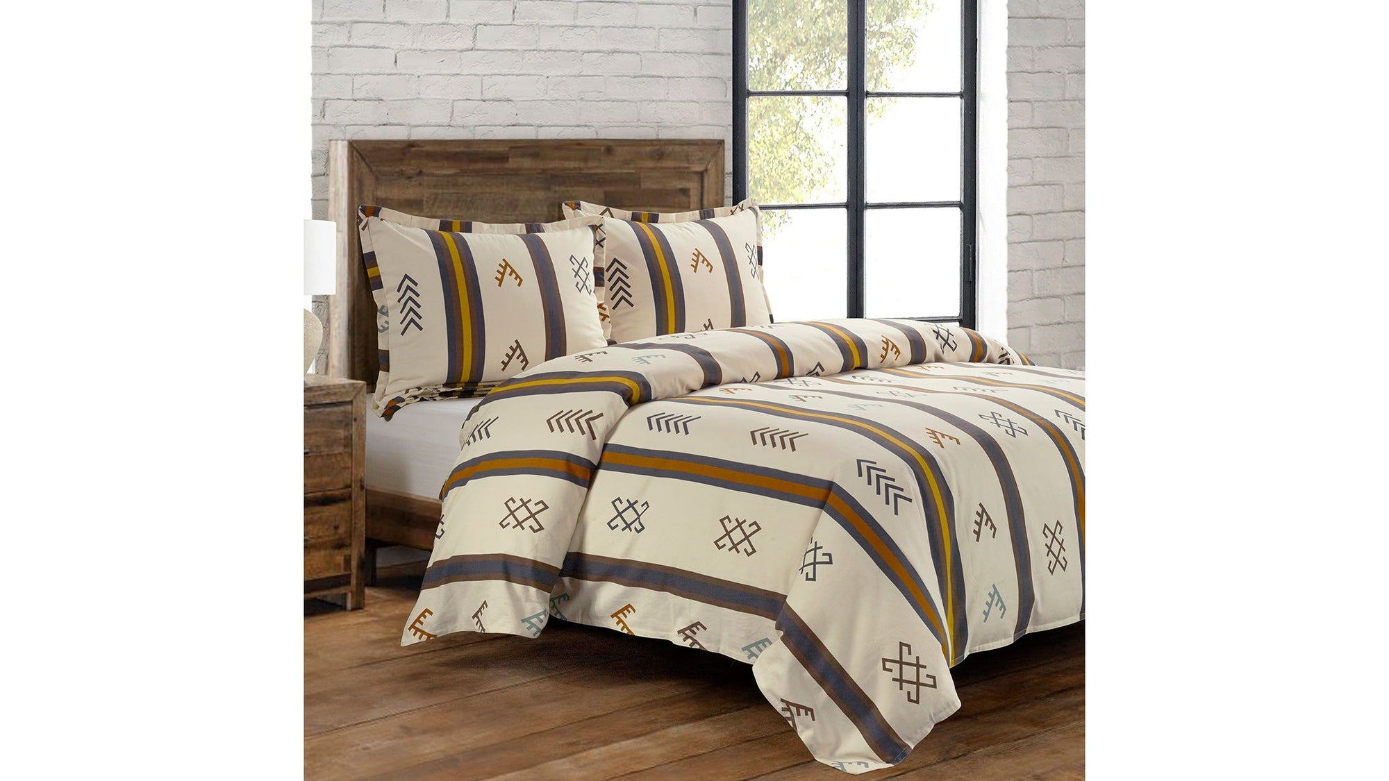 Toluca Canvas - Queen Duvet Cover Set Set of 3 - Multi Color