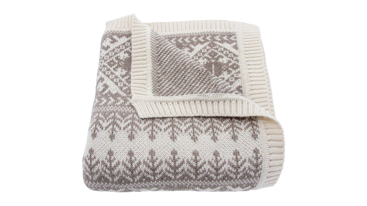 Fair Isle - Knit Throw Blanket - Taupe