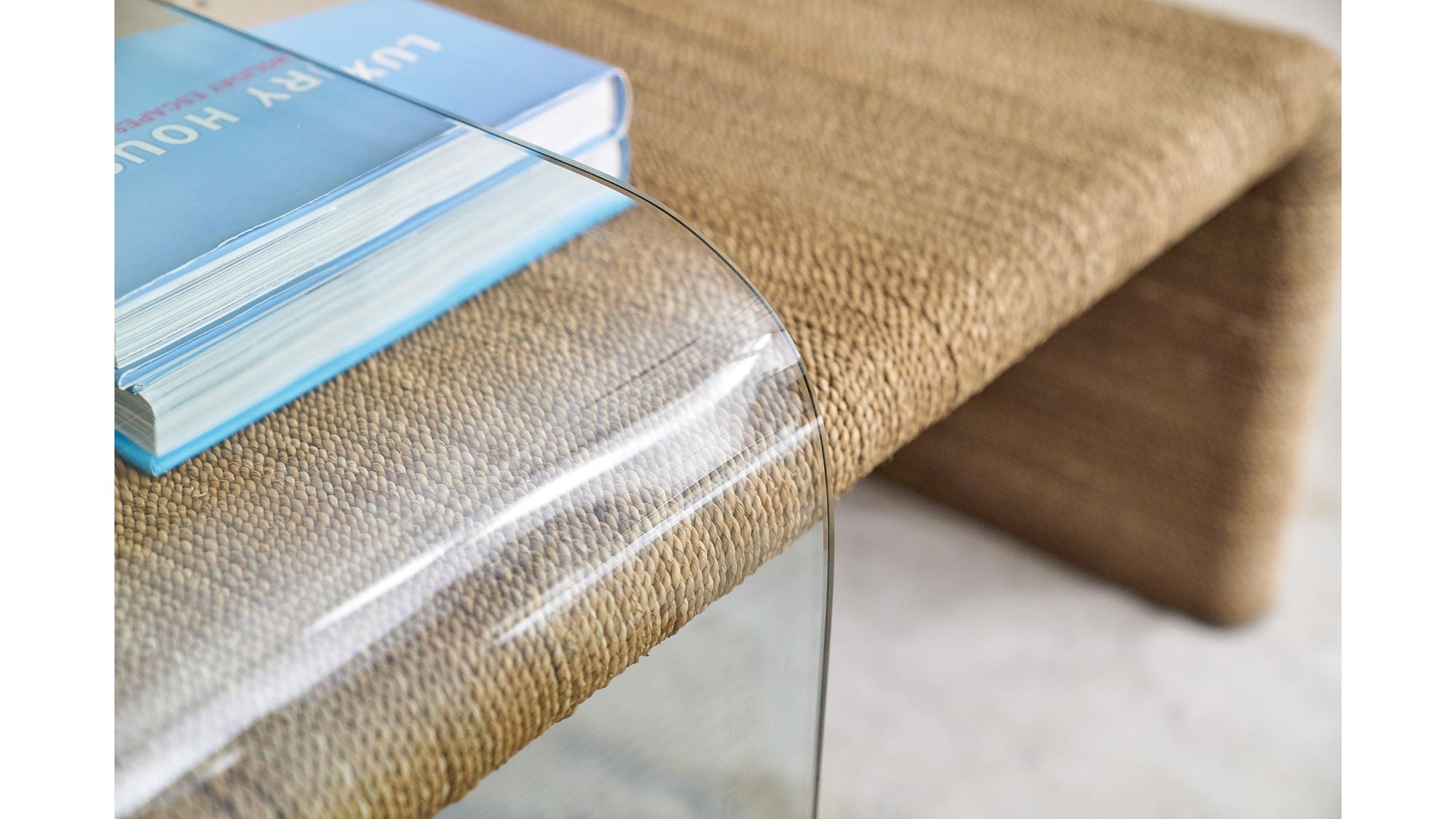 Amani - Rope And Glass Cocktail Table - Light Brown