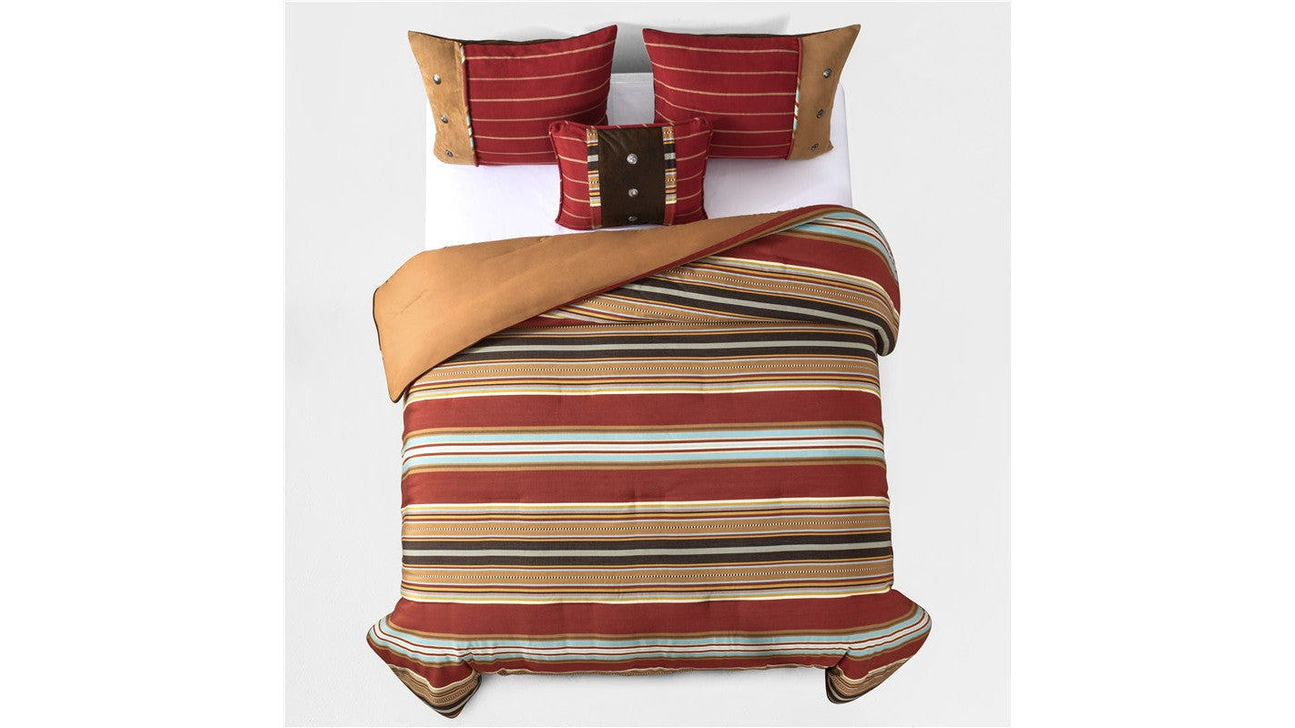 Calhoun - King Comforter Set Set of 5 - Red / Brown