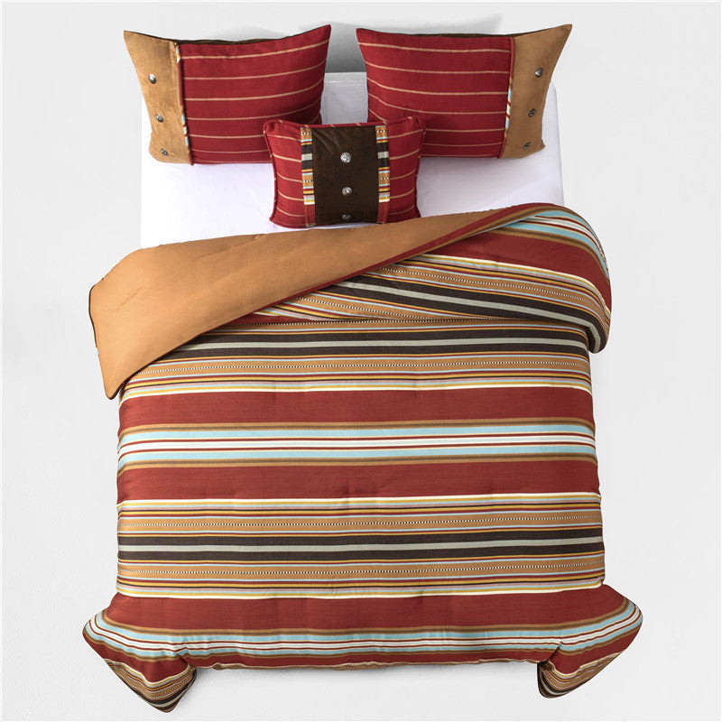Calhoun - Queen Comforter Set (Set of 5) - Red / Brown