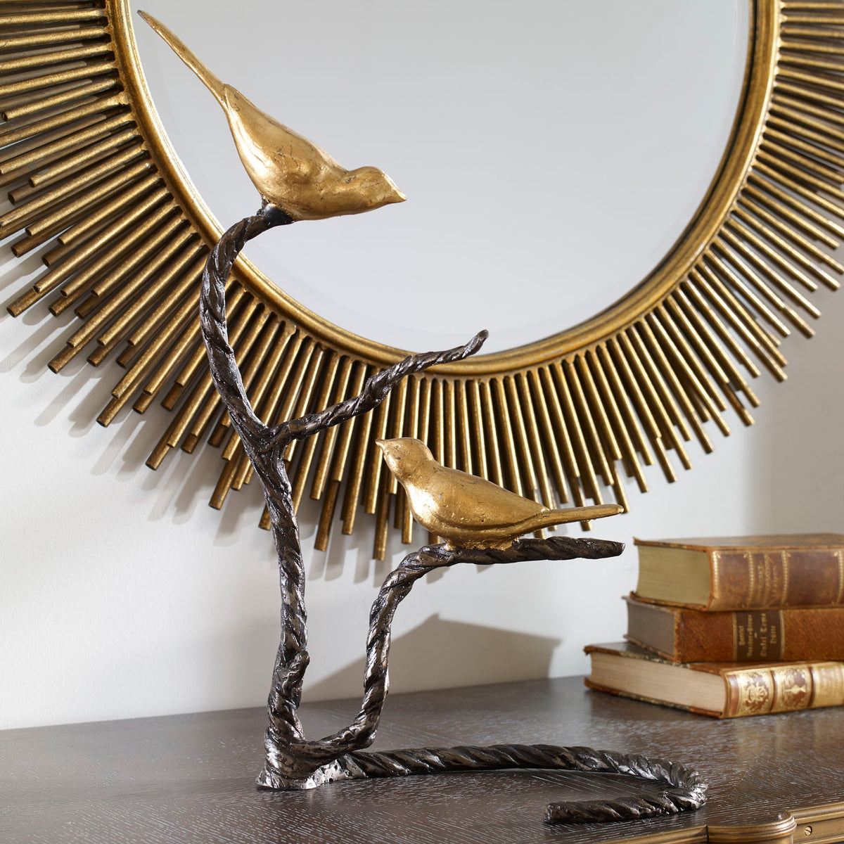 Birds On A Limb - Sculpture - Black &amp; Gold