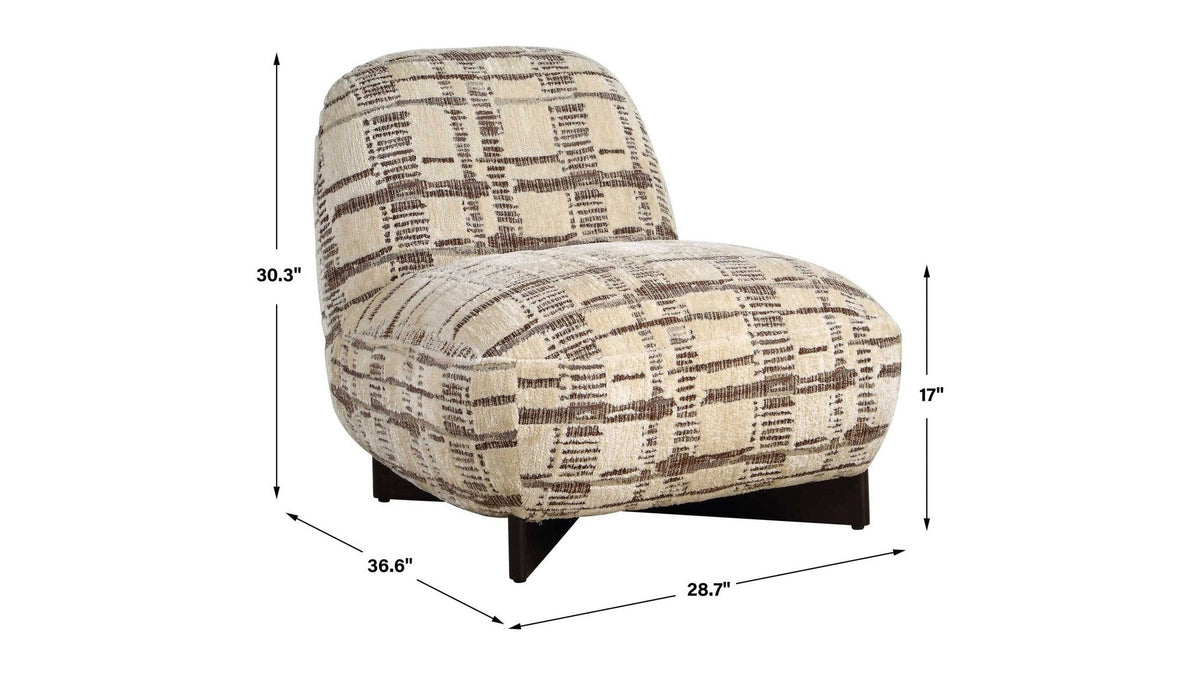 Evans - Modern Armless Accent Chair - Beige / Brown