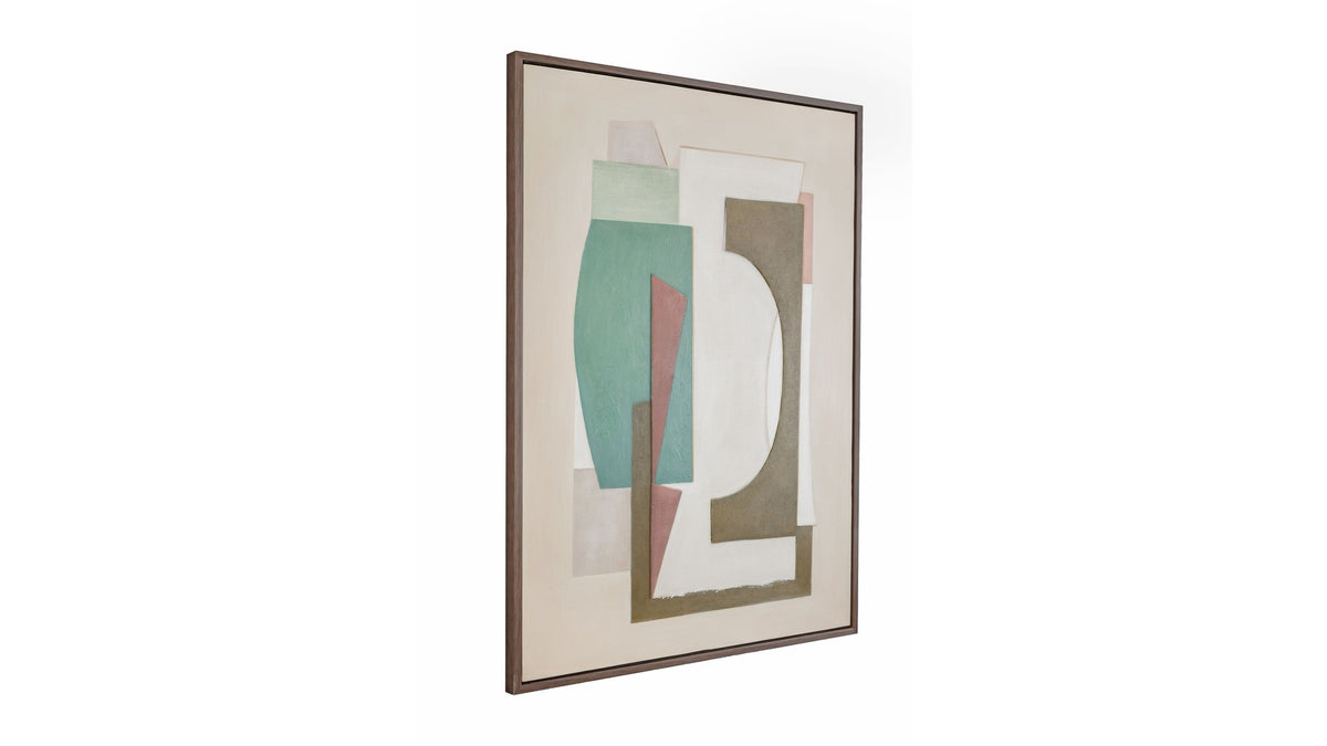 Layered Geometry Framed Canvas - Green