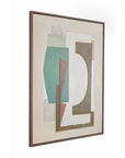 Layered Geometry Framed Canvas - Green