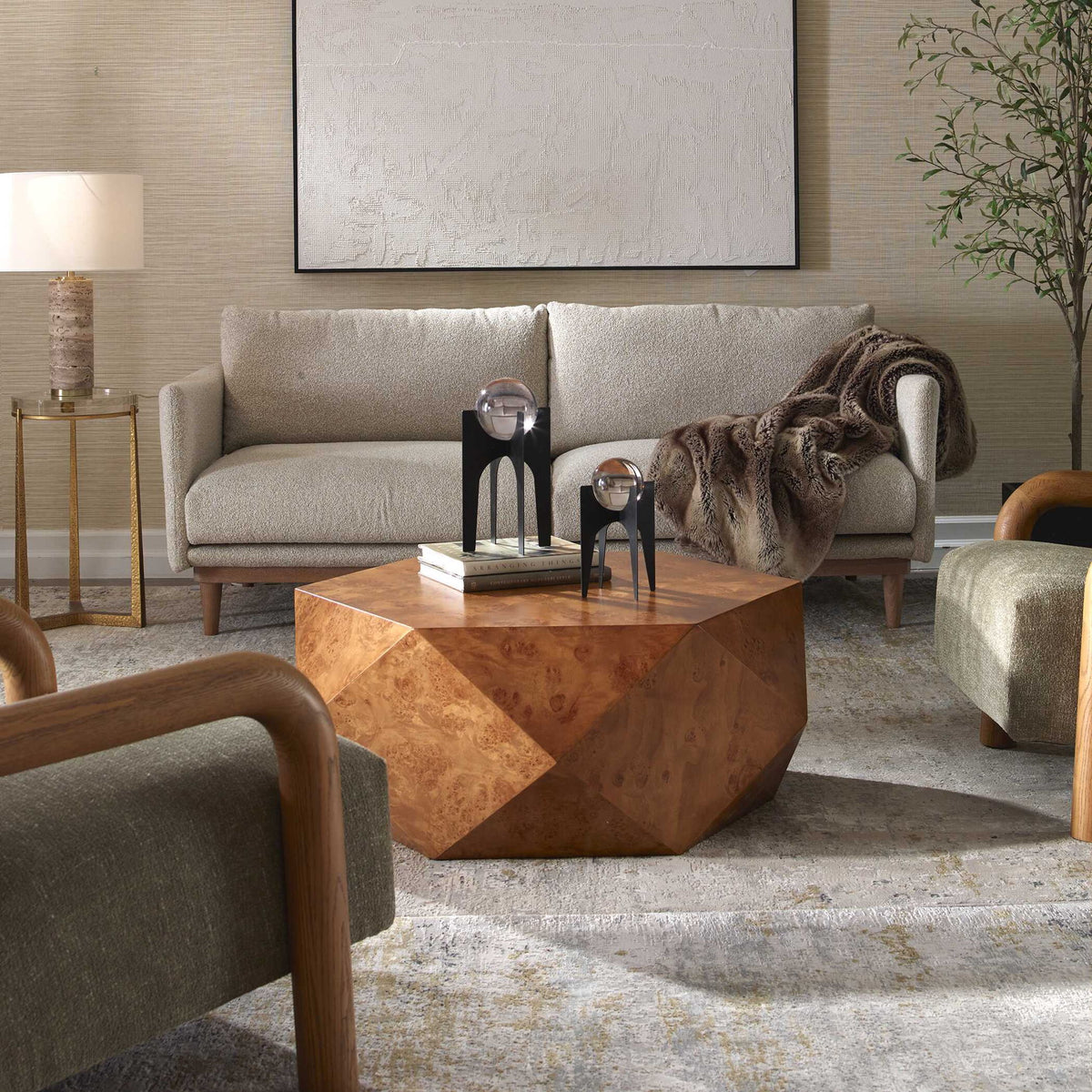 Hughes - Geometric Coffee Table - Dark Brown