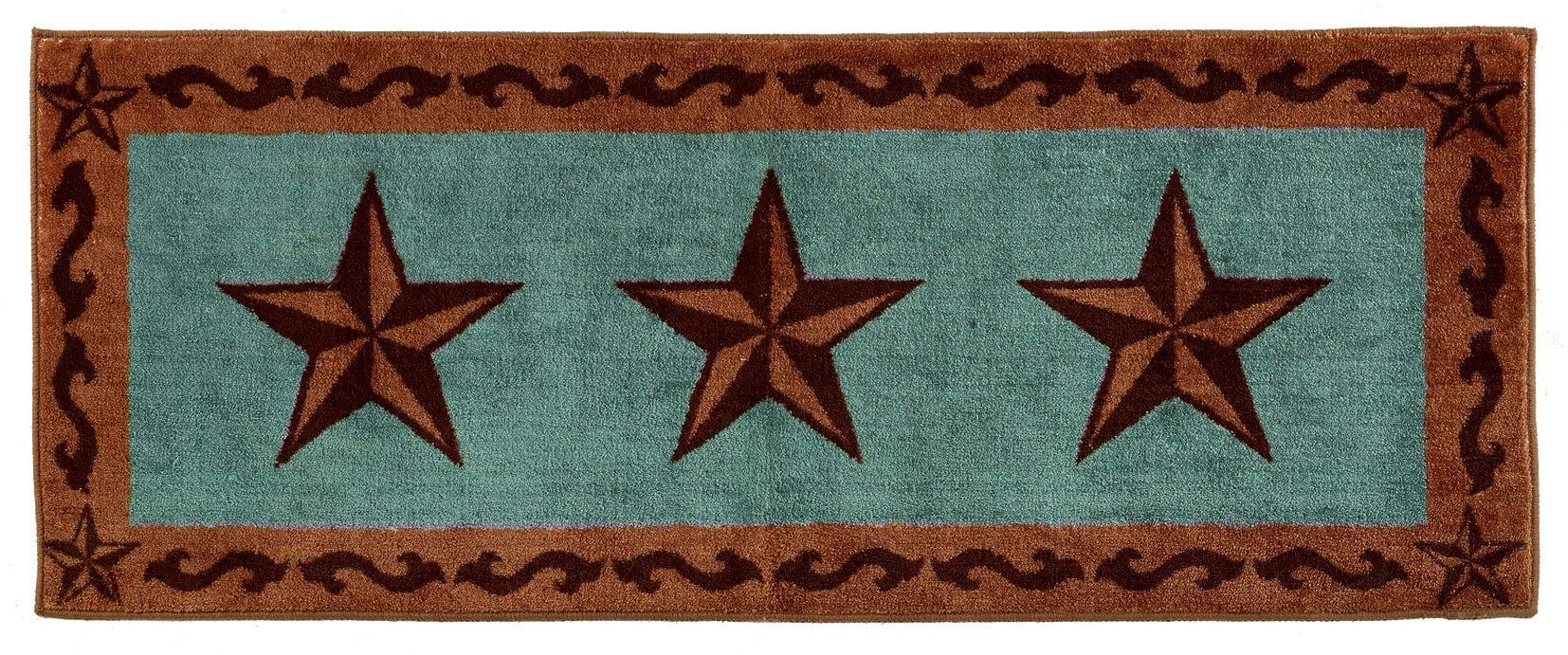 Rustic Star - 3-Star Scroll Motif Rug 2 Per Carton - Turquoise