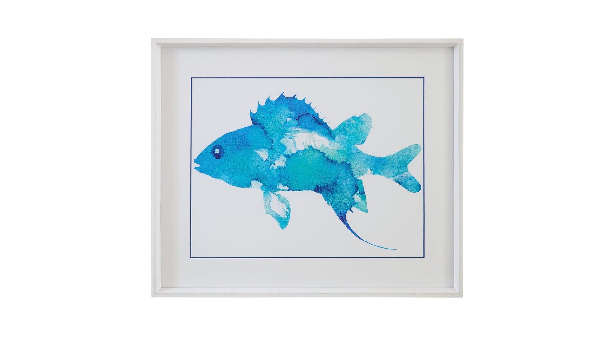 Watercolor Fish I Framed Print - Blue / White