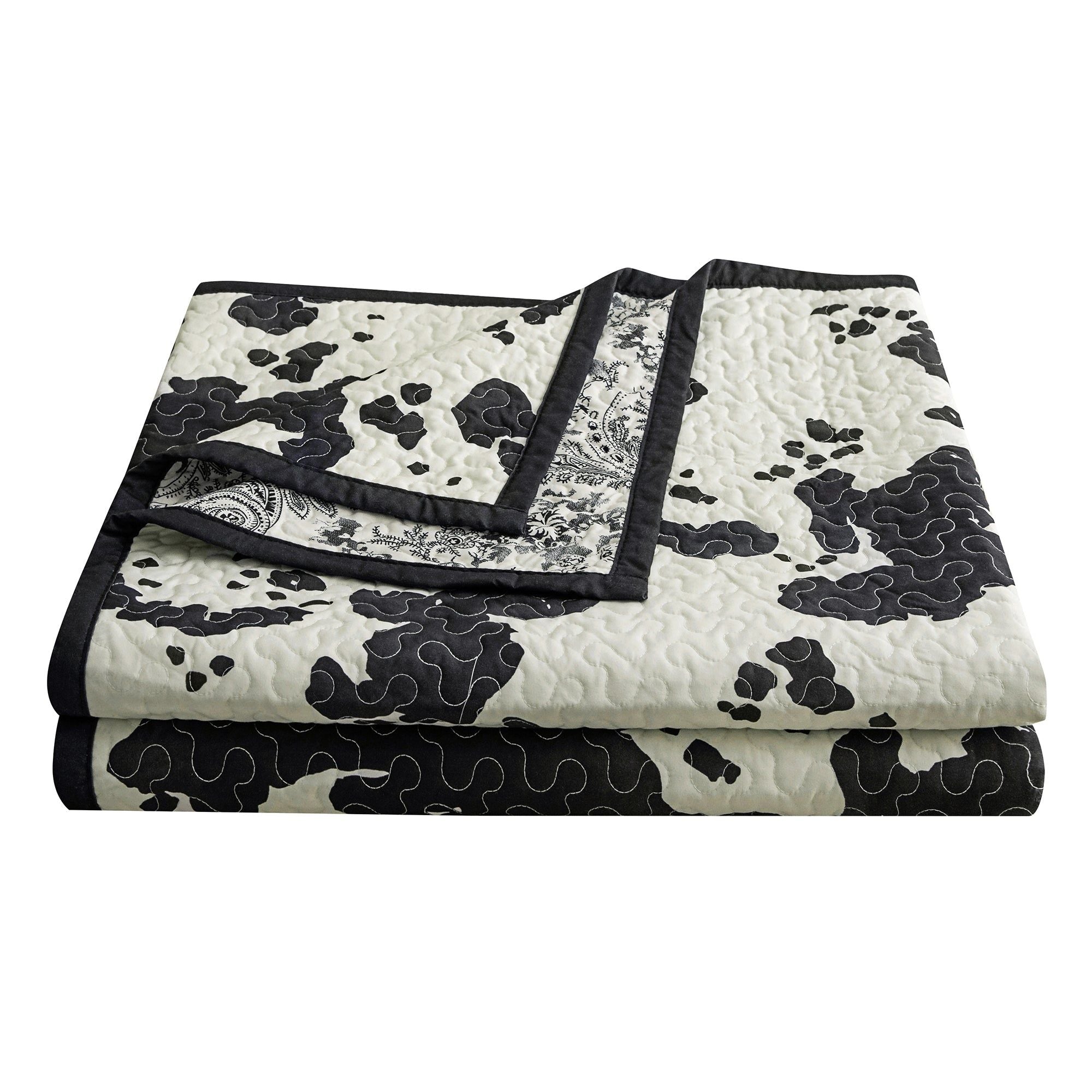 Clara - King Cowhide Reversible Quilt Set (Set of 3) - Black