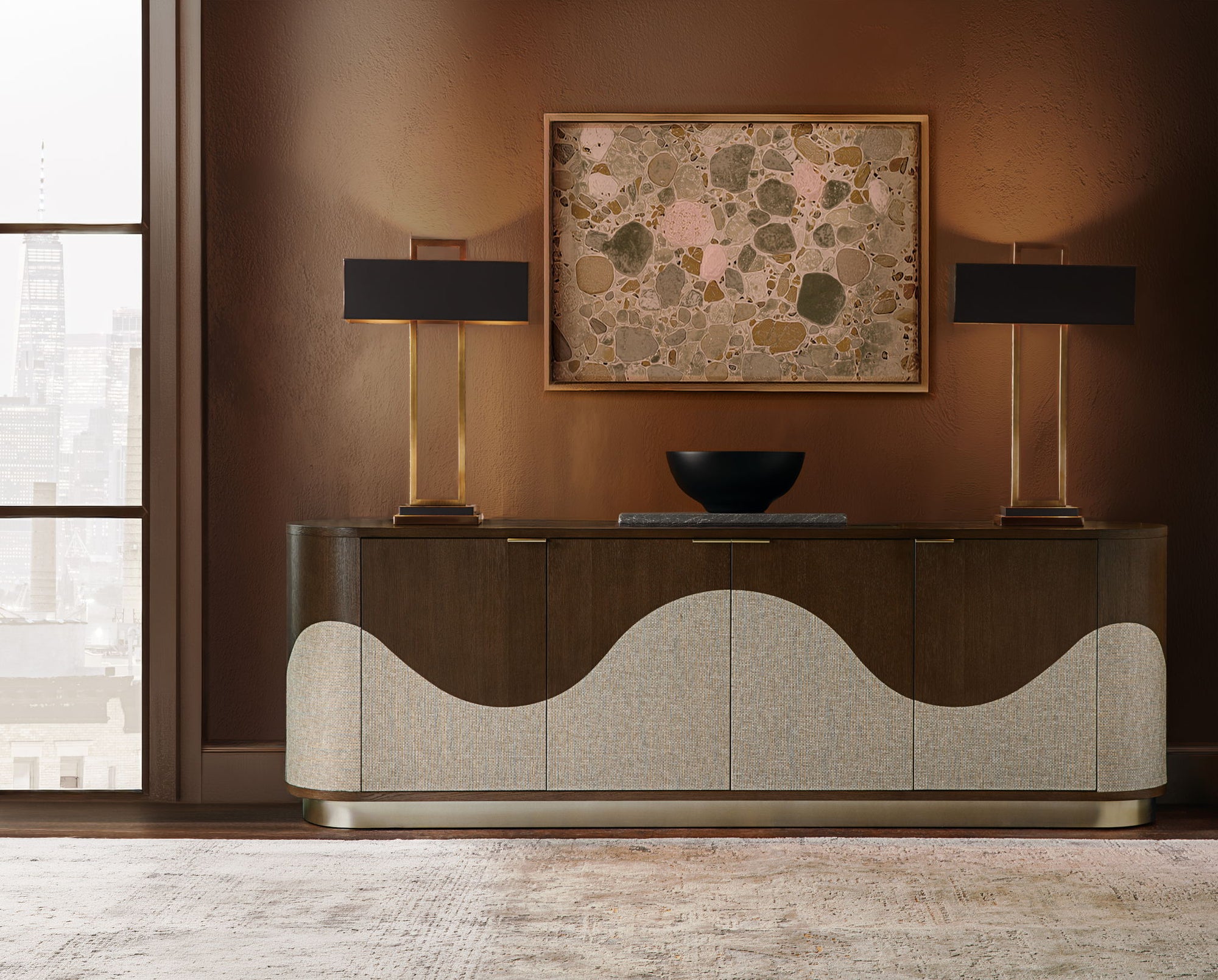 Commerce And Market - Roll With It Four-Door Credenza - Dark Brown / Gray