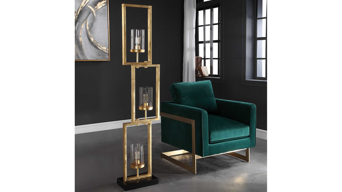 Cielo - Staggered Rectangles Floor Lamp - Gold