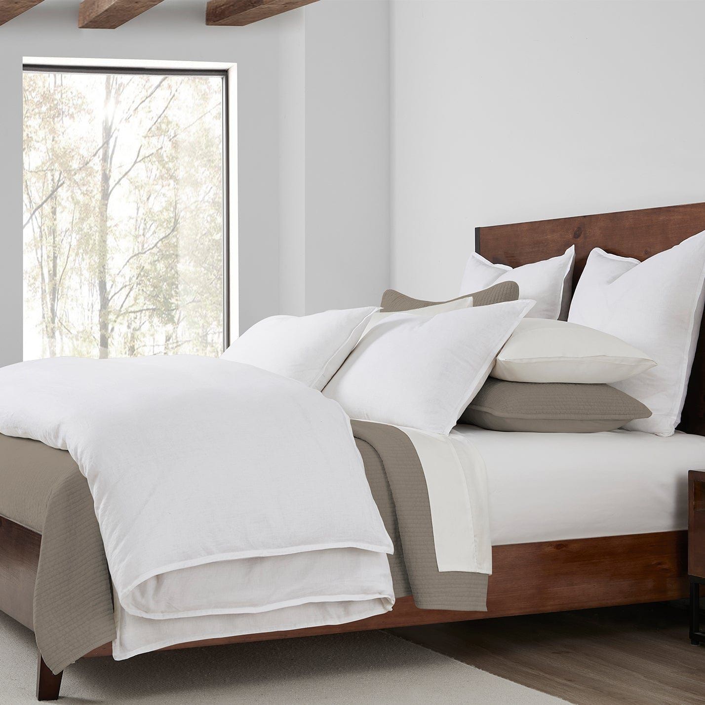 100% French Flax Linen - Queen Duvet Cover Set (Set of 3) - White