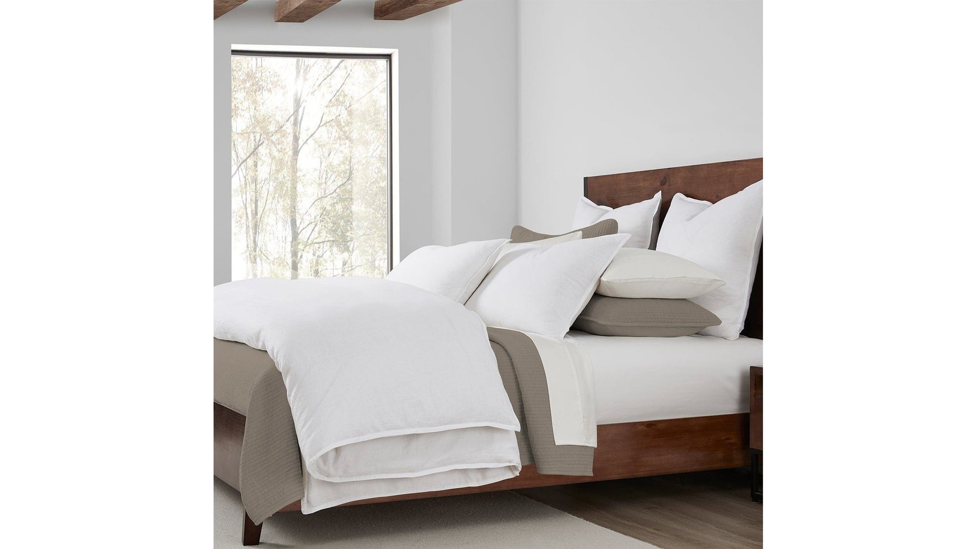 100% French Flax Linen - Queen Duvet Cover Set Set of 3 - White