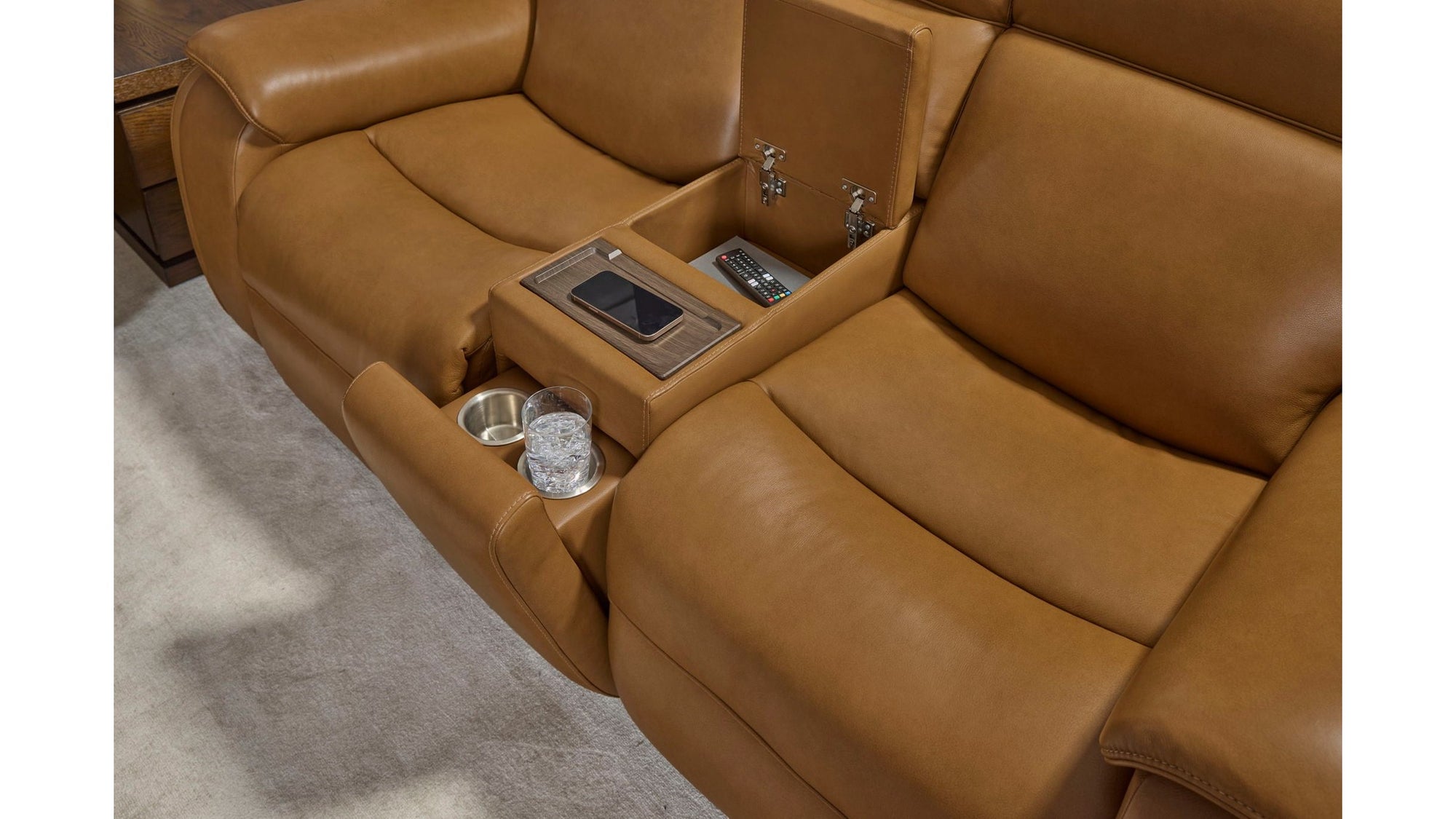 Ziggy - Power Reclining Loveseat With Console, Power Headrest, Lumbar, Heat & Massage