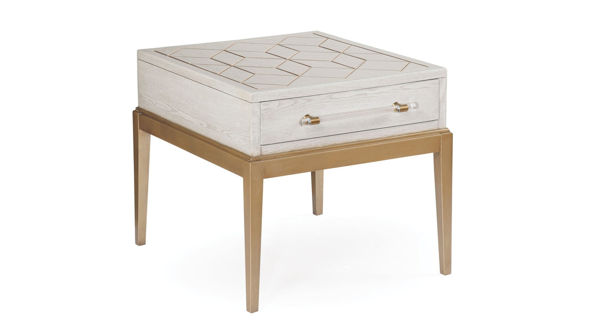 Perrine - Rectangle End Table - White / Gold