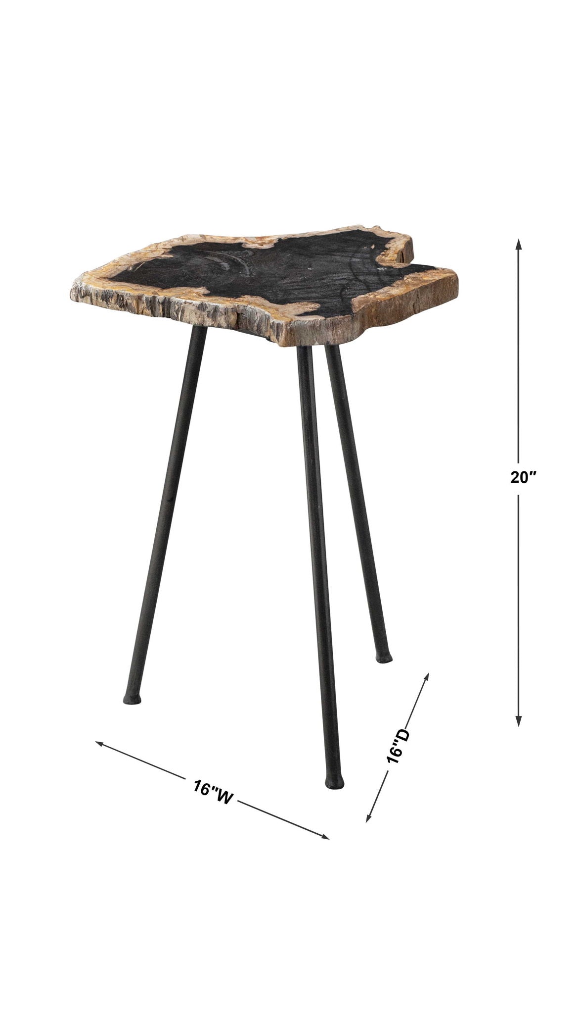 Mircea - Petrified Wood Accent Table - Black &amp; Light Brown
