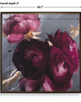 Plum Ranculus - Framed Floral Art - Black / Gold / Gray / Green / Pink / Purple / Red / White / Yellow